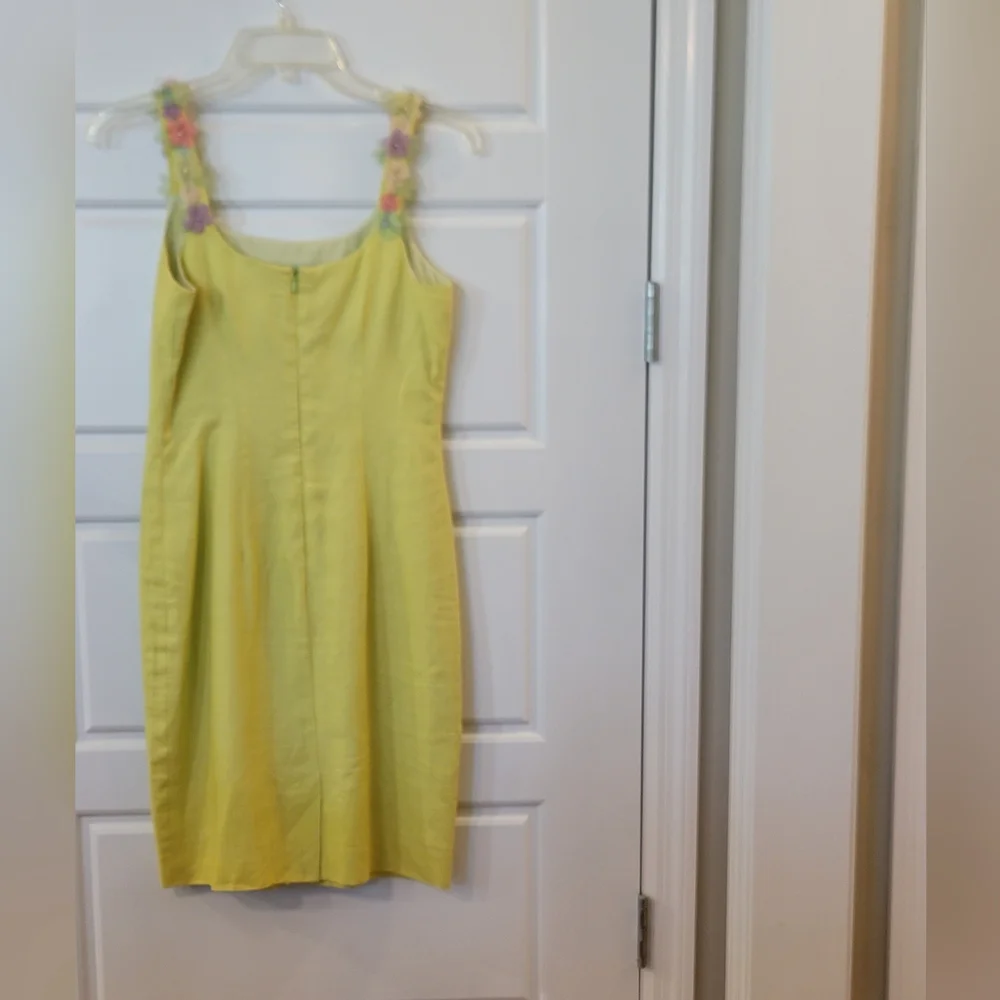 Vintage Althuser Linen-Blend Yellow Floral Strap Sundress 100% Linen Size 2